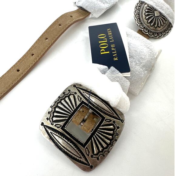 Polo Ralph Lauren Women's Brown Classics Metal Accent Suede Belt Size M - Picture 8 of 8